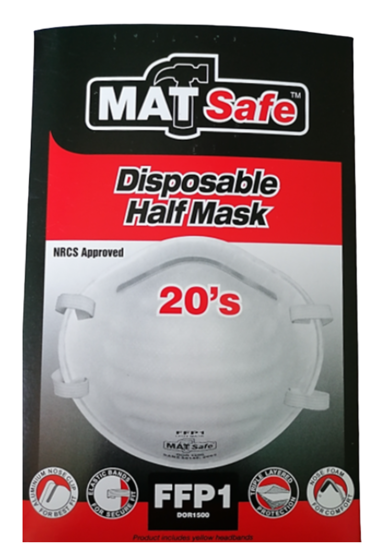 MatSafe Dust Mask. FFP2 Rating. Pack of 20 (10367965003960)