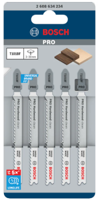 Bosch Jigsaw blade - Hard Wood - 5pack( BIM T101 BF) - Includes Laminates