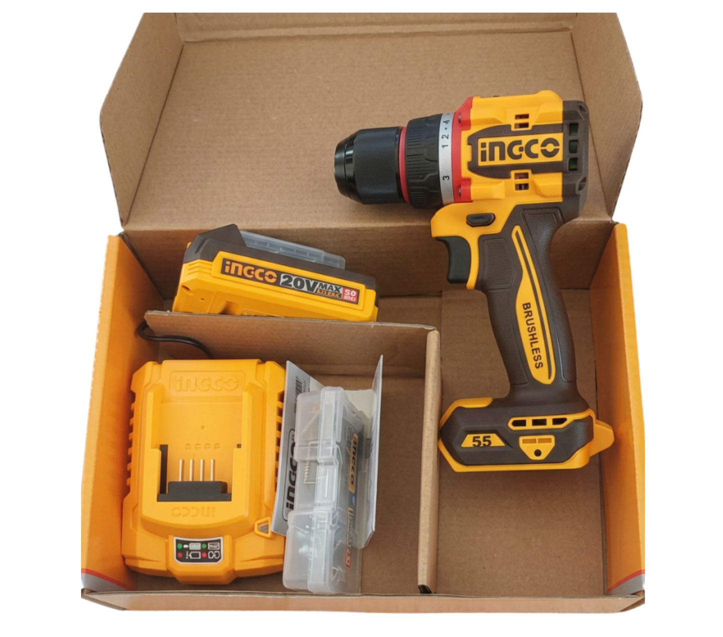 Ingco 20V Lithium-Ion Cordless Drill - Kit
