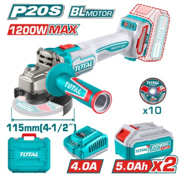 Total AG3BL - Lithium-Ion Cordless Angle Grinder Brushless Motor includes battery and charger