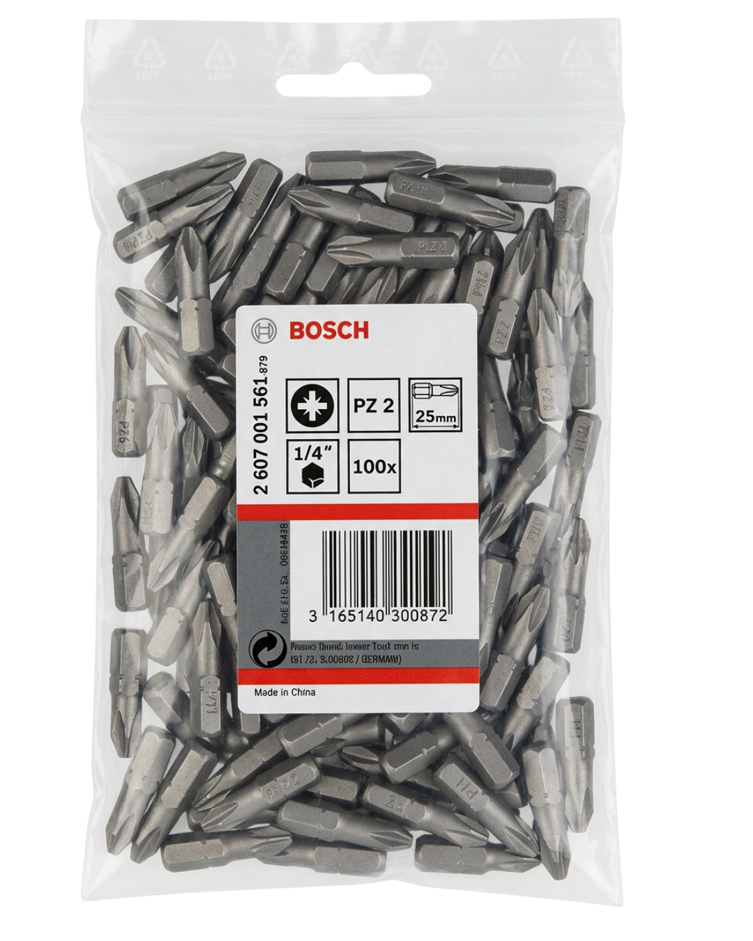 Bosch 2607001561 Extra Hard Screwdriver Bit, Pz 2, 25mm Length, Blue (100 pieces)