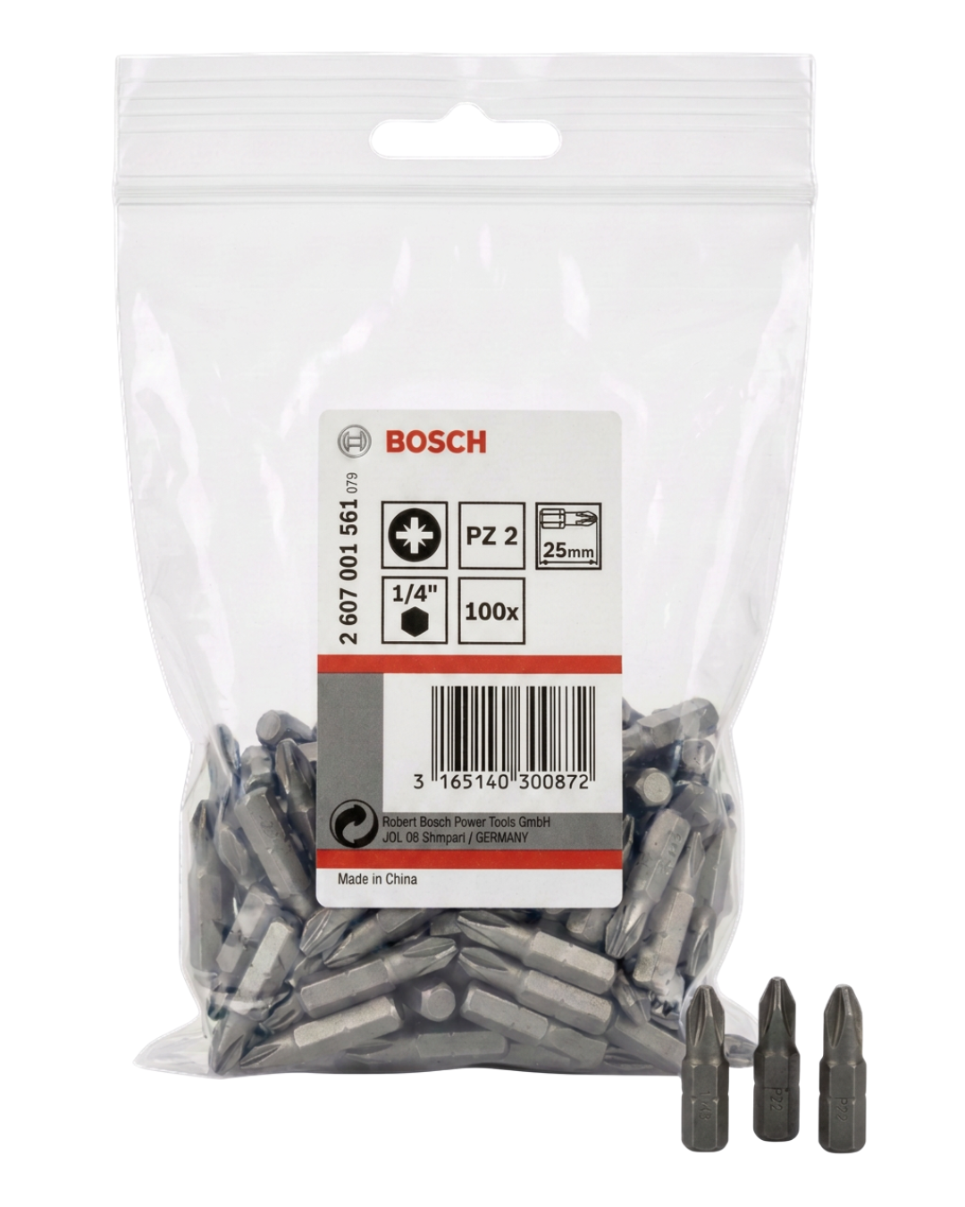 Bosch 2607001561 Extra Hard Screwdriver Bit, Pz 2, 25mm Length, Blue (100 pieces)