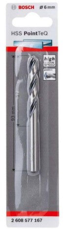 Bosch HSS PointTeQ Metal Drill Bit, 6.0 mm diameter (various sizes)