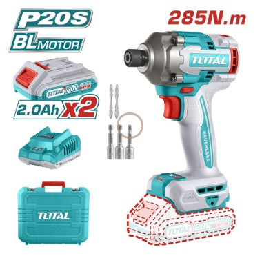 Total IDR2B - Cordless Impact Driver 20V - Brushless + 2X 2.0Ah Batteries + Charger