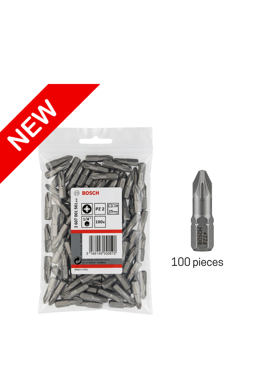 Bosch 2607001561 Extra Hard Screwdriver Bit, Pz 2, 25mm Length, Blue (100 pieces)
