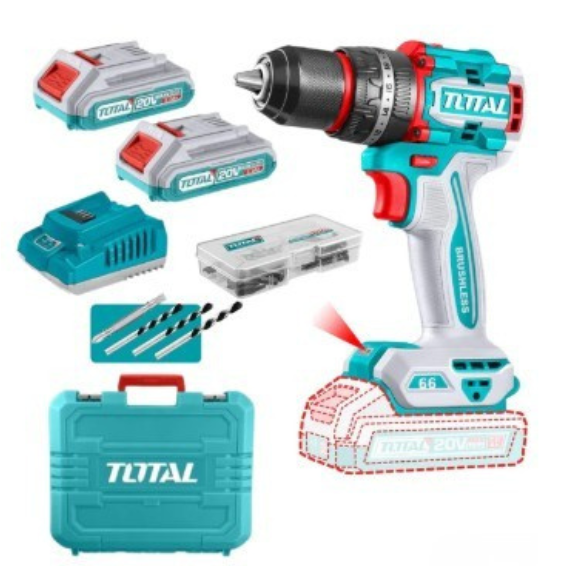 Total ID66B - Cordless Impact Drill 20V 13mm Brushless + Battery & Charger