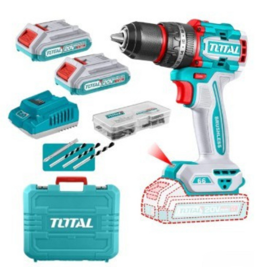 Total ID66B - Cordless Impact Drill 20V 13mm Brushless + Battery & Charger